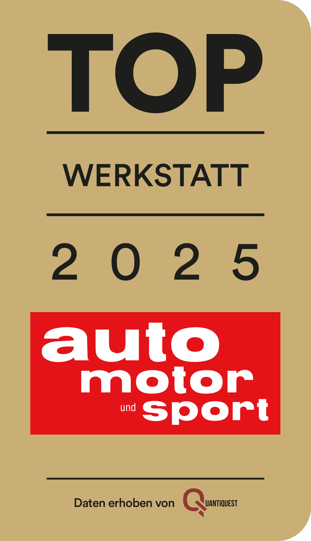 Auszeichnung TOP Werkstatt 2025 von auto motor und sport für KFZ Hermanns