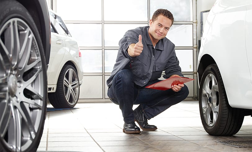 Mitarbeiter beim Autocheck